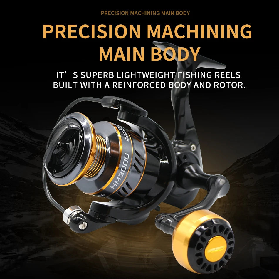 Rooblinos Spinning Fishing Reel Featuring Durable Metal Spool And Drag