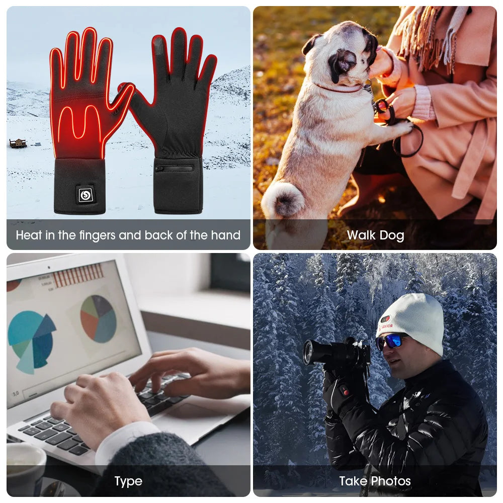 Savior Heat Rechargeable Electric Heated Gloves For Winter Sports