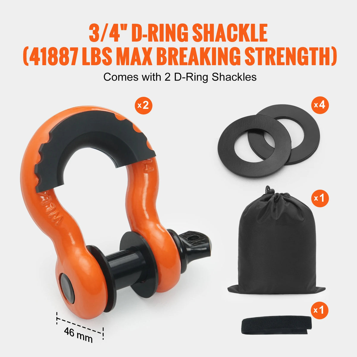 Heavy Duty Polyester Tow Strap Recovery Kit For Trucks And Jeeps