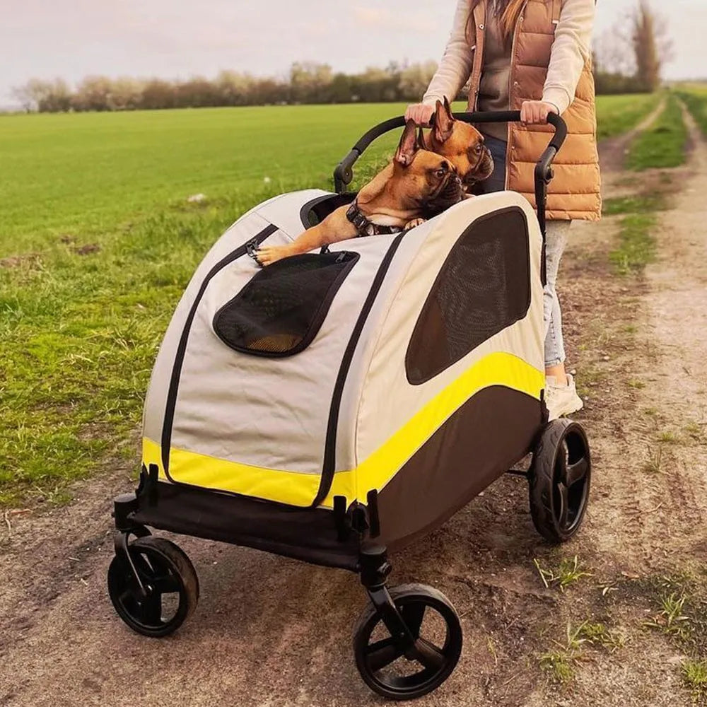 Universal Foldable Dog Stroller And Breathable Metal Pet Cart
