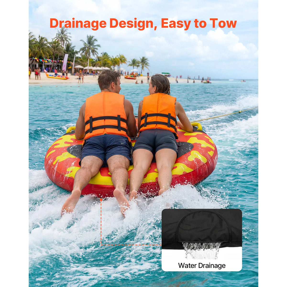 Succebuy Inflatable Towable Tube With Nylon Cover And Handles