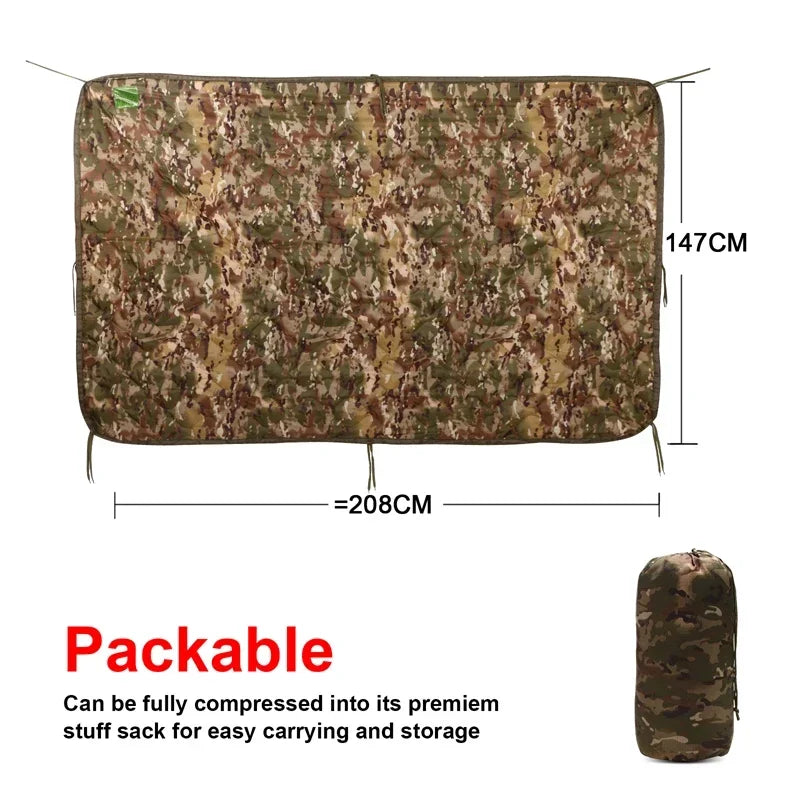 Tactical Camouflage Quilted Water Repellent Blanket For Camping Hunting