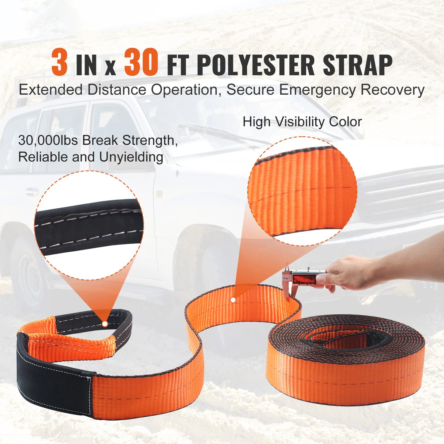 SucceBuy Off Road Winch Recovery Kit With Tow Strap