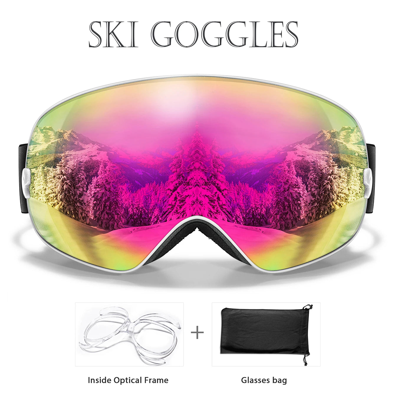 UV400 Antifog Ski Goggles Polycarbonate Lens For Outdoor Sports