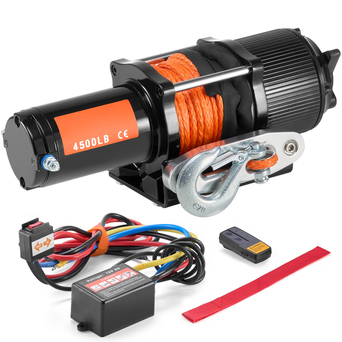 SucceBuy 4500Lb Electric Winch With Synthetic Rope Wireless Remote