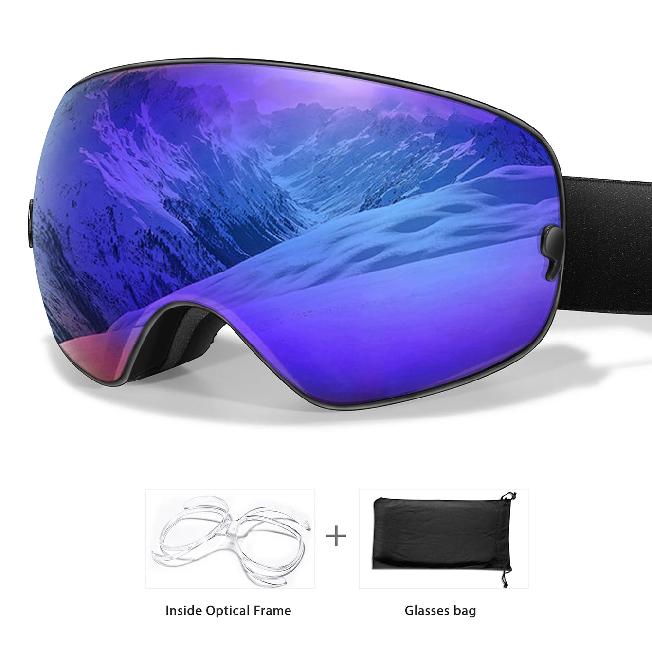 UV400 Antifog Ski Goggles Polycarbonate Lens For Outdoor Sports