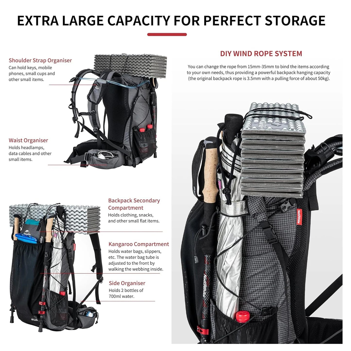Naturehike Waterproof Outdoor Backpack With Rain Cover