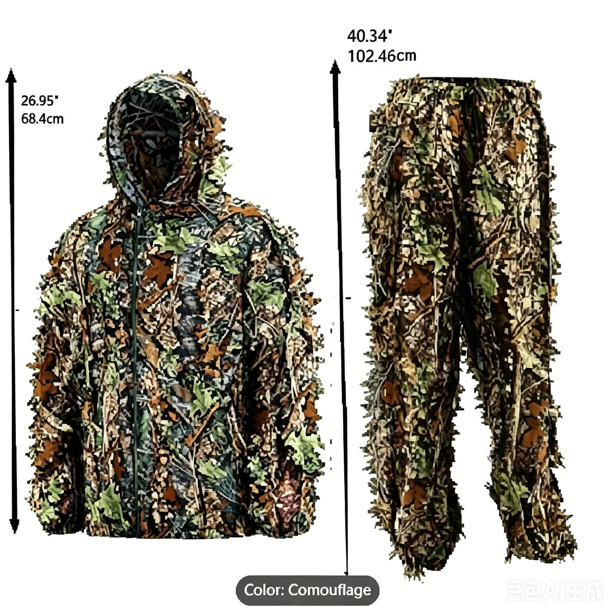 Lightweight 3D Ghillie Hunting Suit With Breathable Polyester Fabric