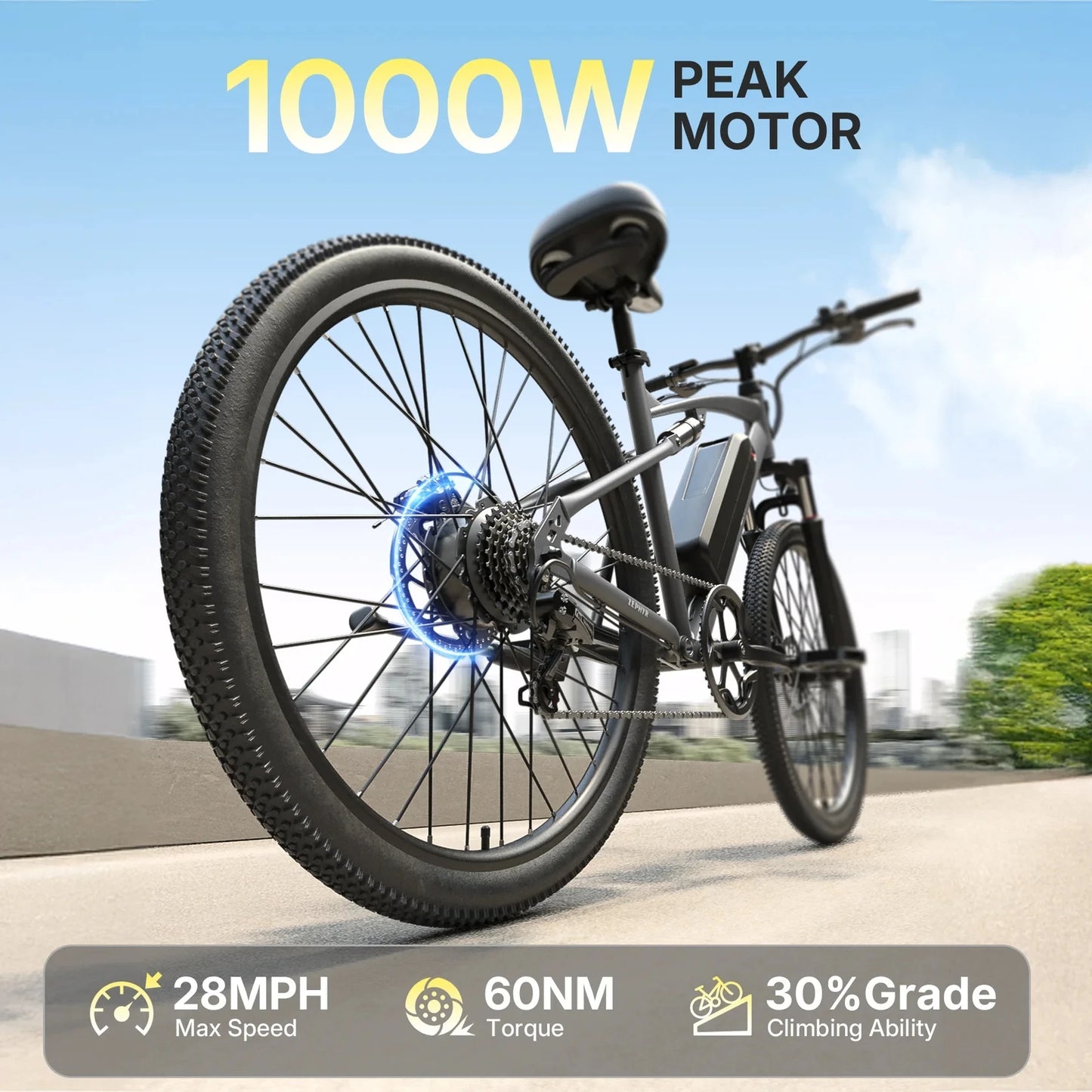 QRONGE Zephyr Full Suspension Electric Bike 1000W Motor