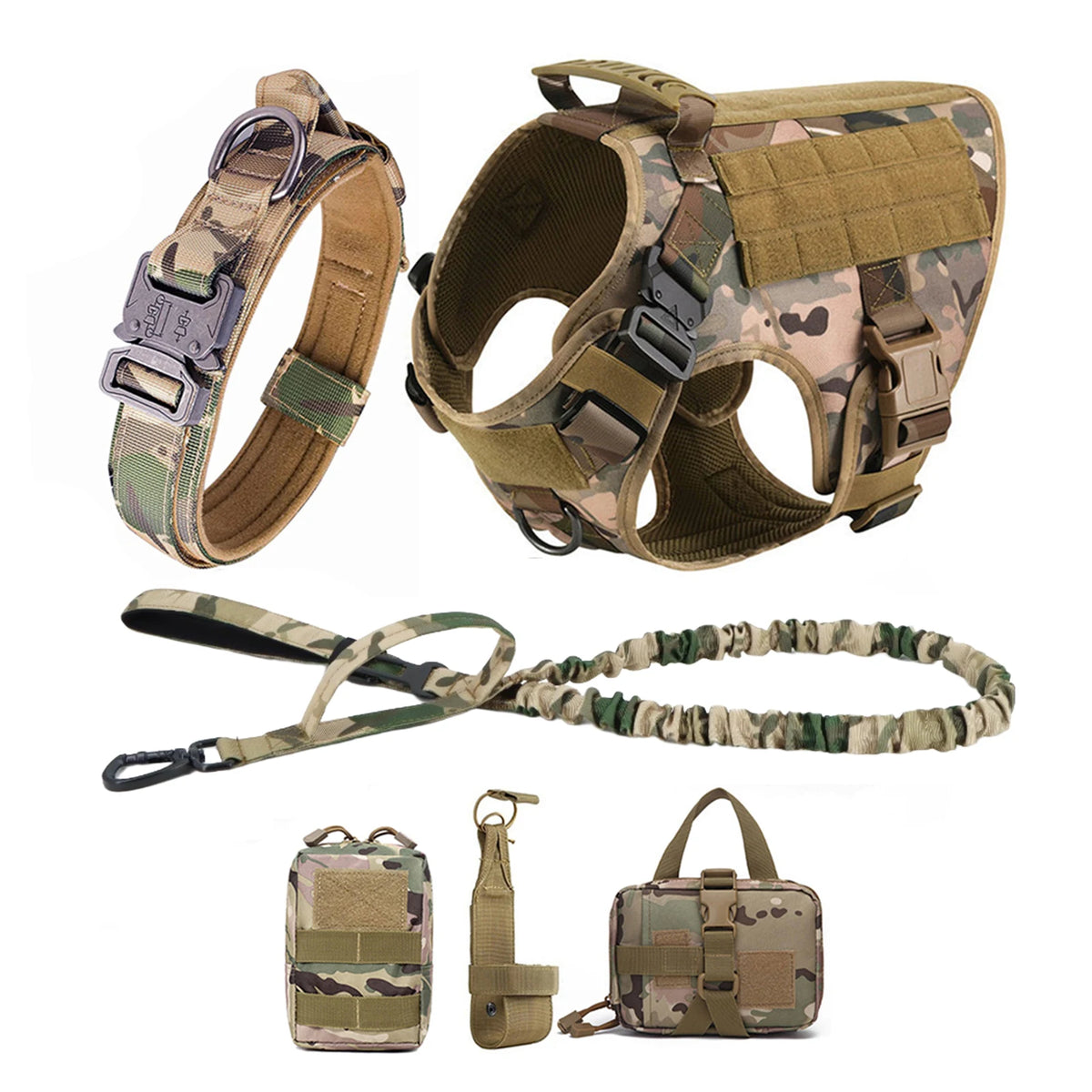 Padded Tactical Dog Harness With Quick Release Molle Pockets