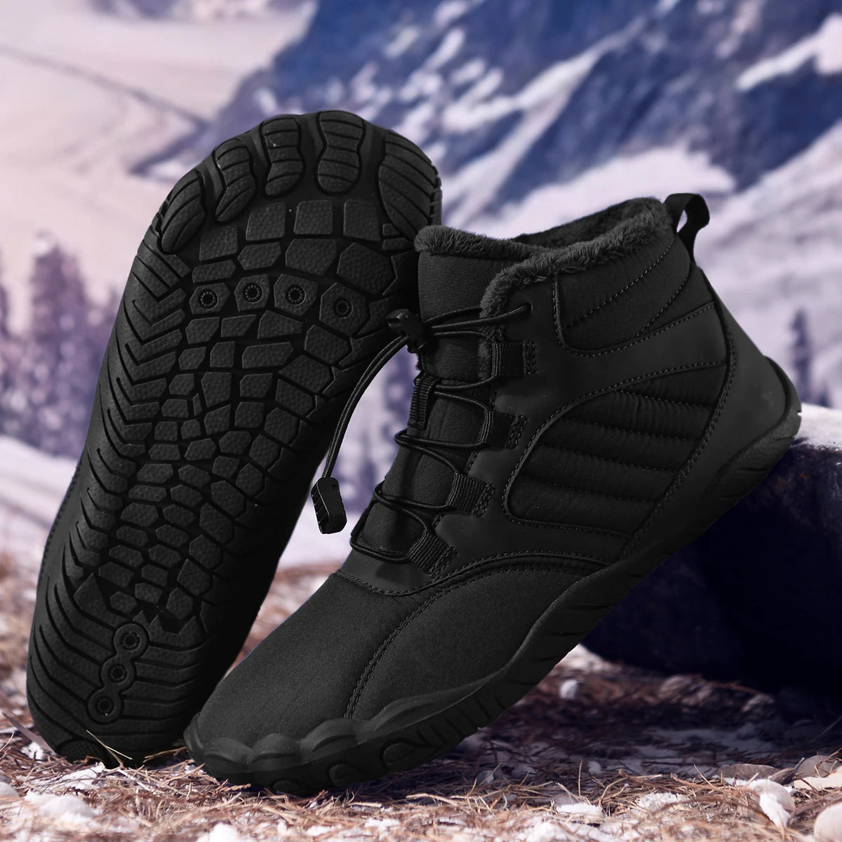 Unisex Winter Fleece Lined Five Toe Snow Boots For Hiking