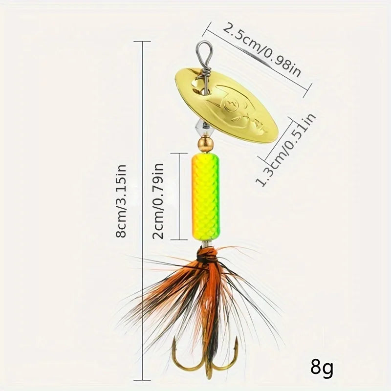 Metal Fishing Spinner Lure Kit Featuring Rotating Baits For Anglers