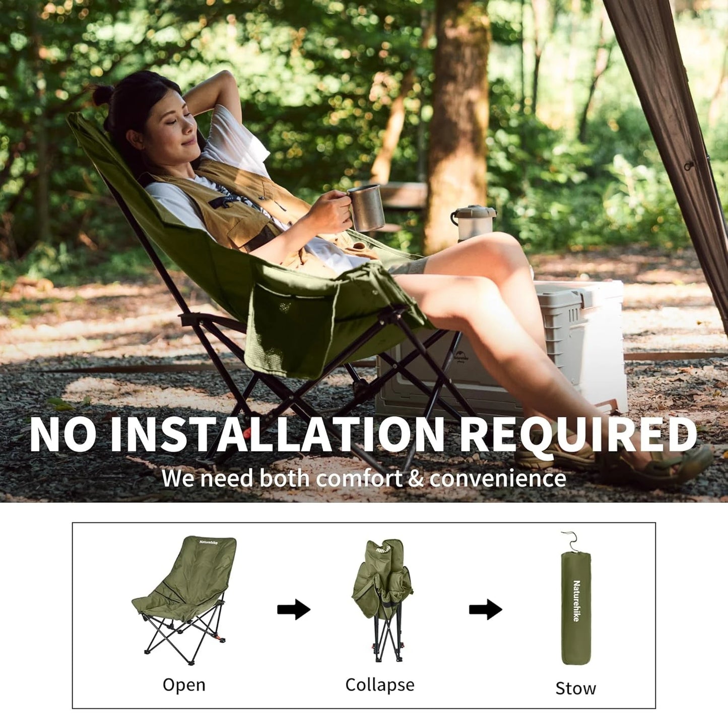 Naturehike High Back Moon Chair Foldable Outdoor Lounge