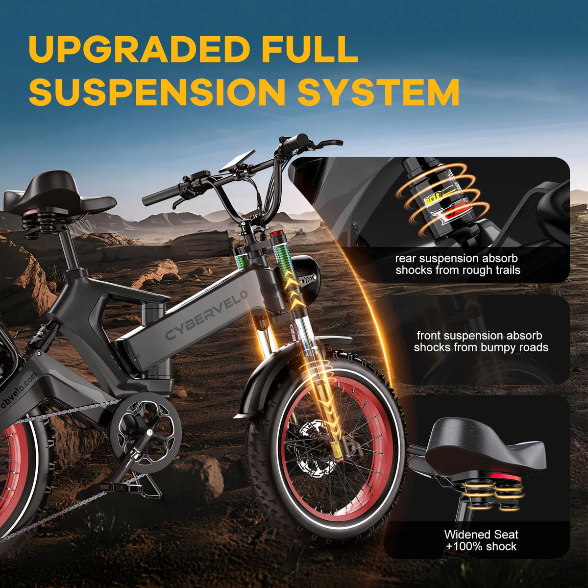 Cybervelo 2000W Foldable Fat Tire Electric Bike With 48V Battery
