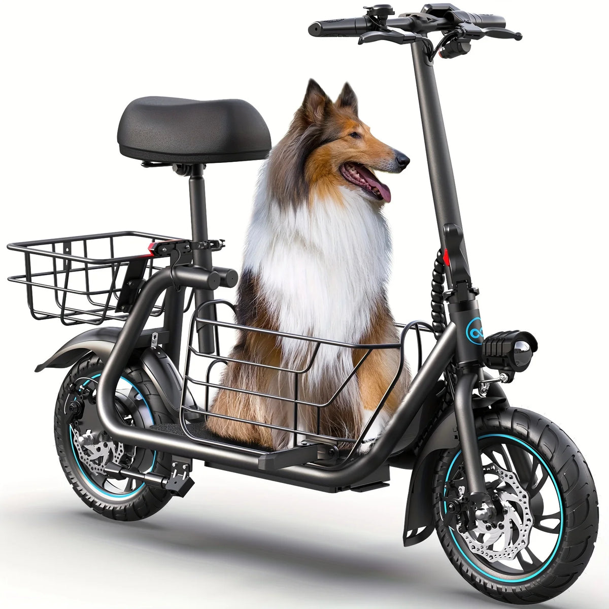 Gyroor Foldable Electric Scooter With Basket For Adults And Pets