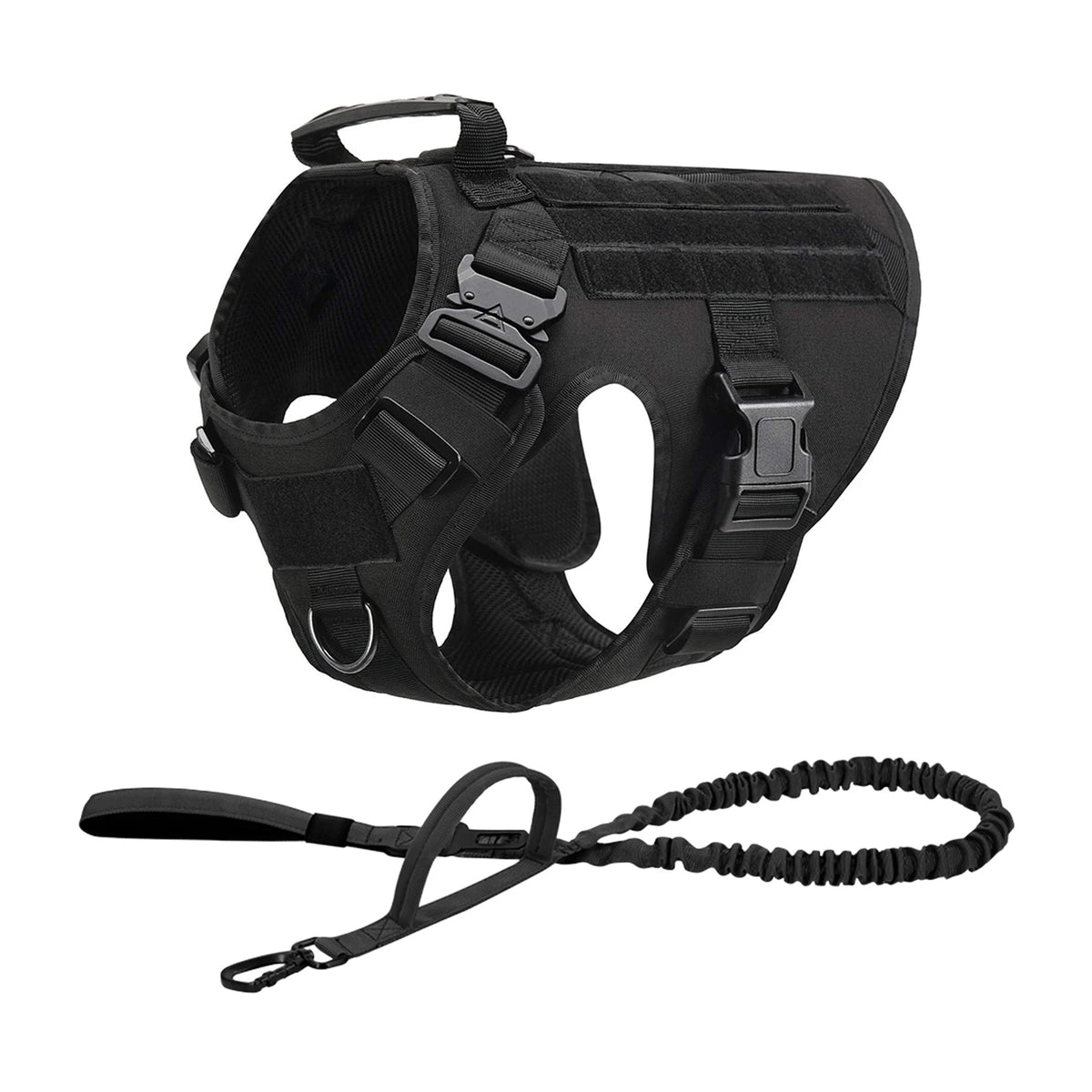 Padded Tactical Dog Harness With Quick Release Molle Pockets