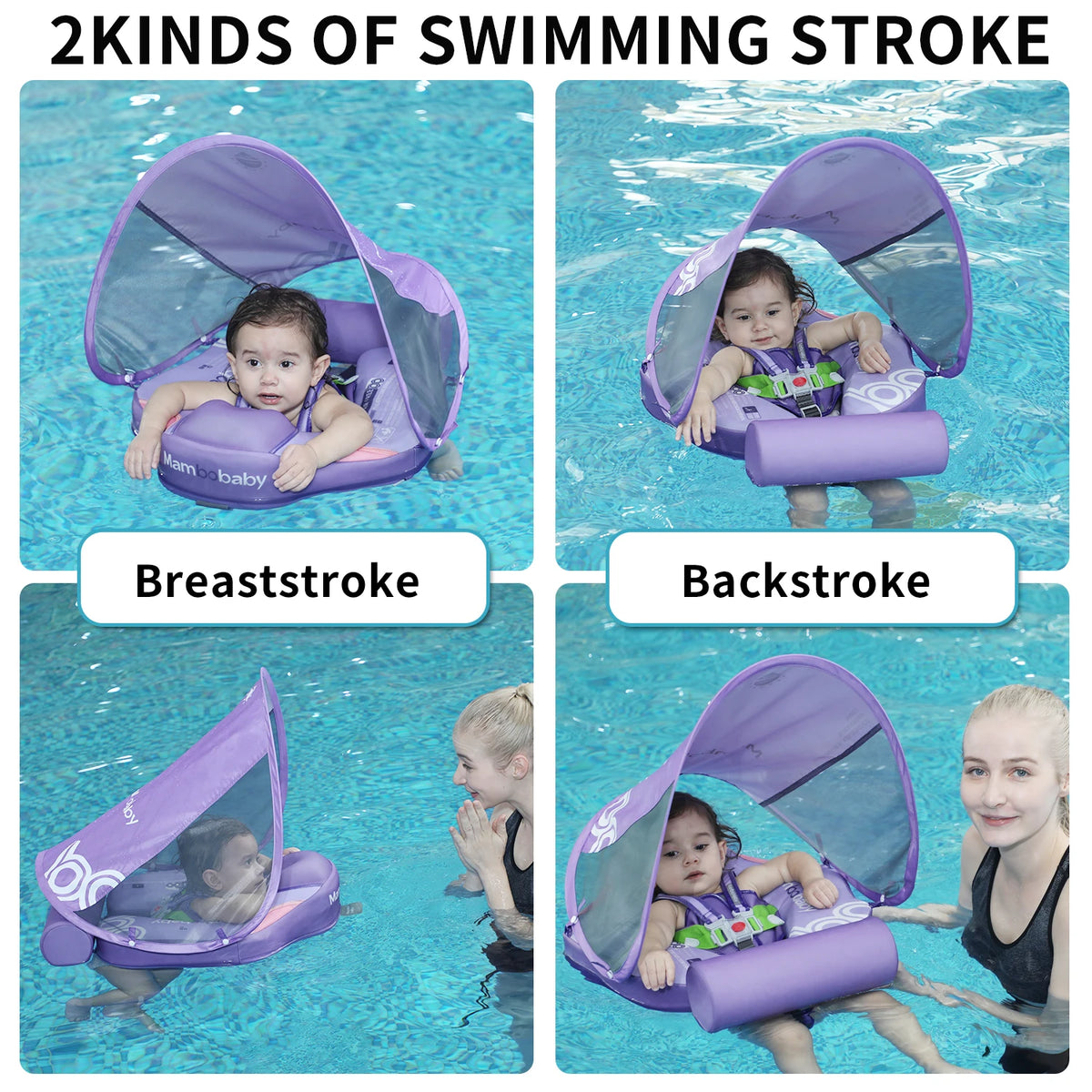 Mambobaby Baby Float Canopy Swimming Ring Infant Pool Toy