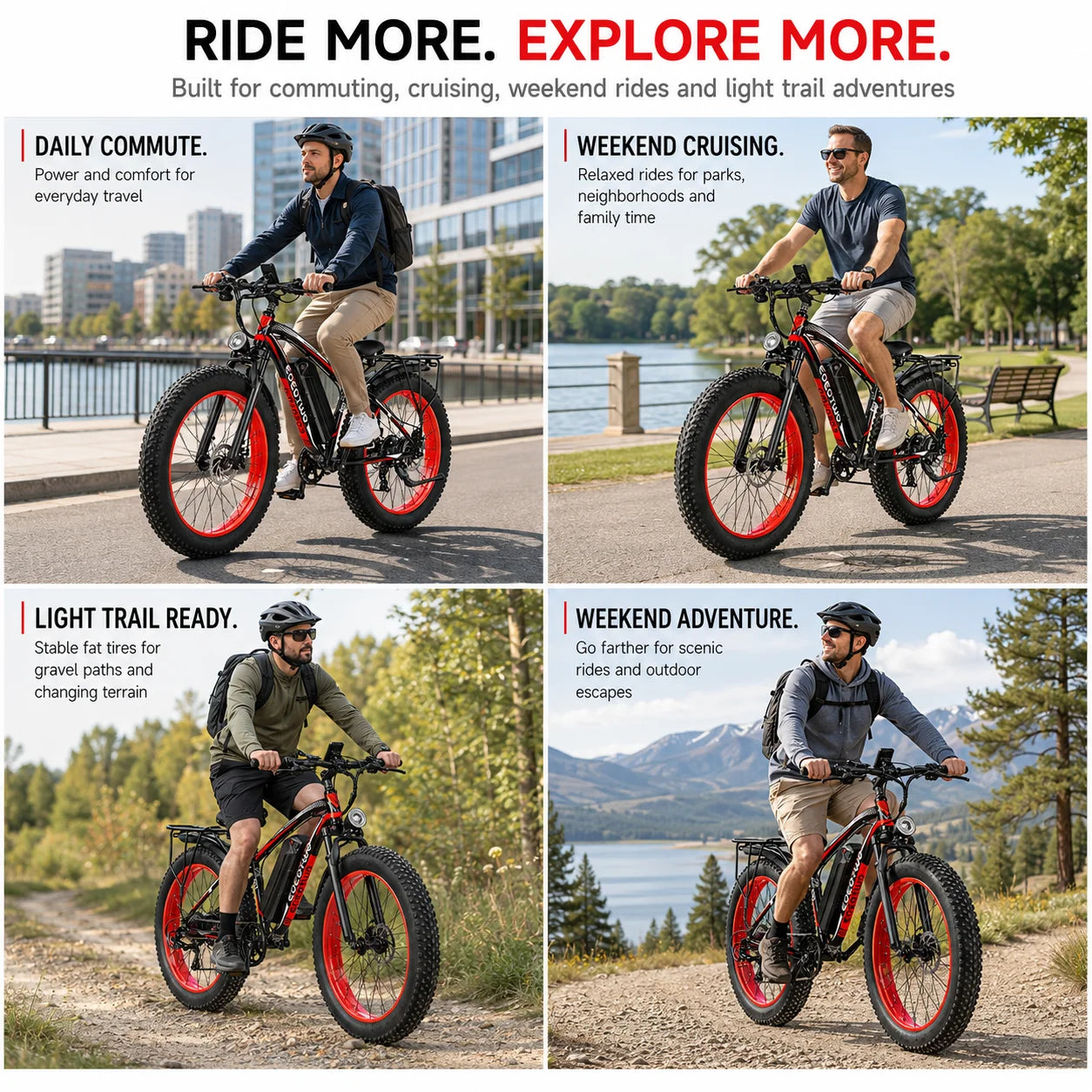 EOEOTWO 1500W Peak Fat Tire Electric Bike For Adults