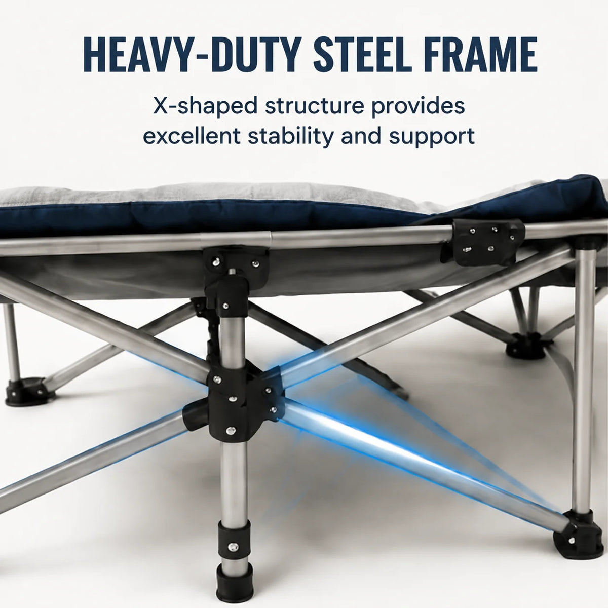Portable Folding Camping Cot With Thick Padded Mattress for Travel Sleeping