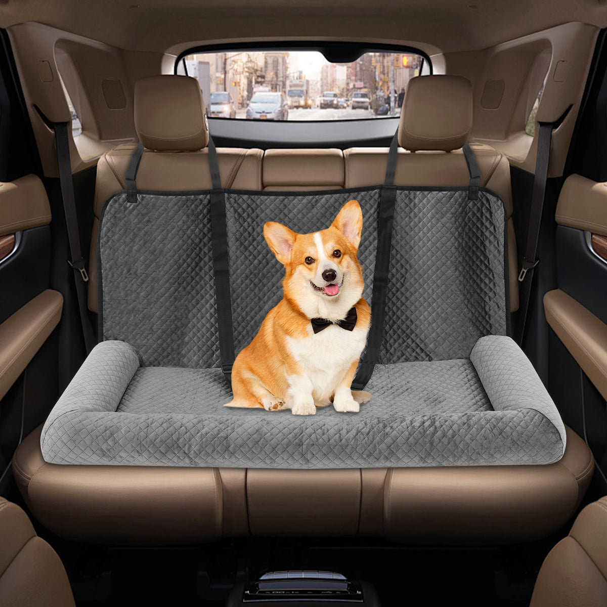 Bymaocar Dog Car Travel Seat With Safety Tethers For Pets