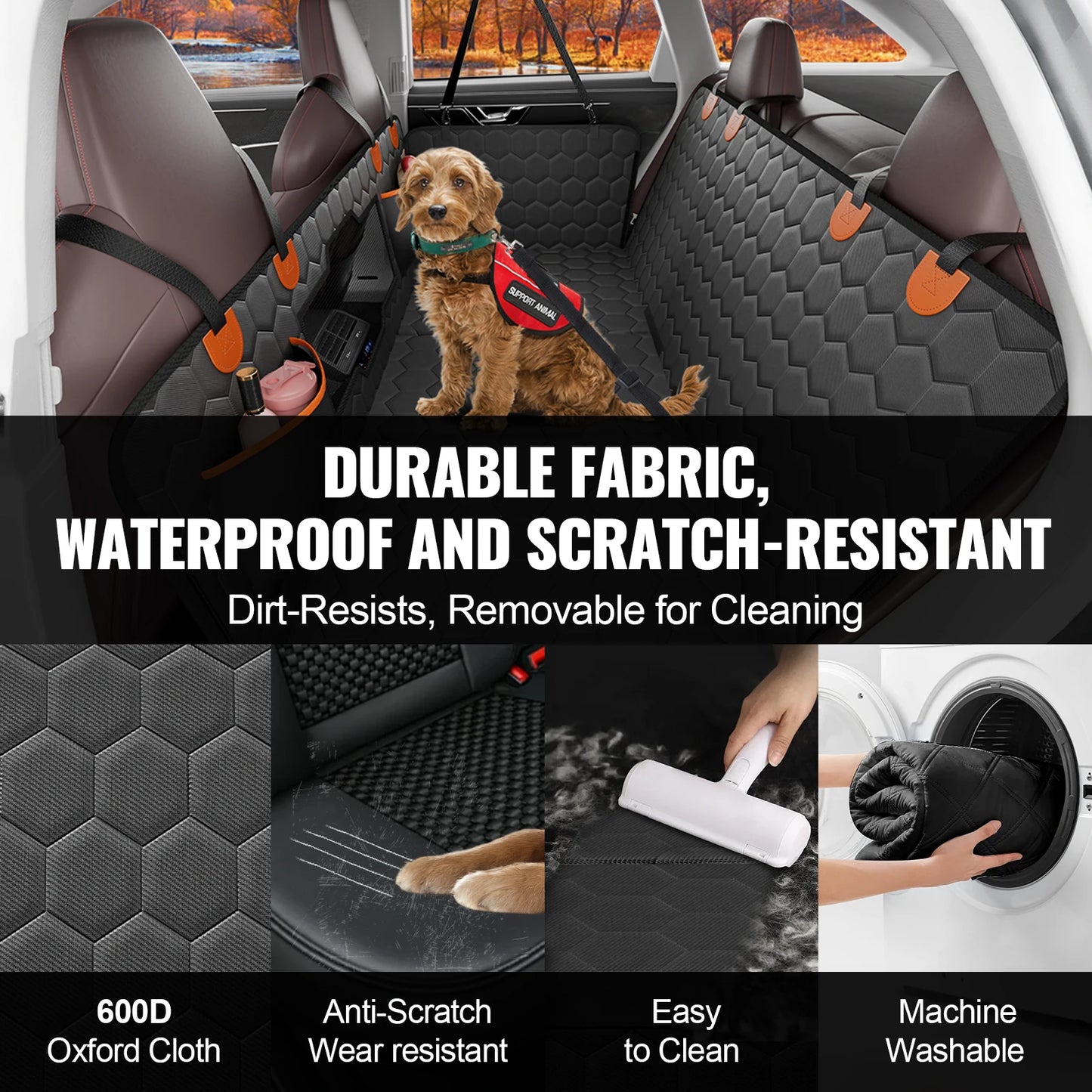 SucceBuy Dog Back Seat Extender With Mesh Window And Storage