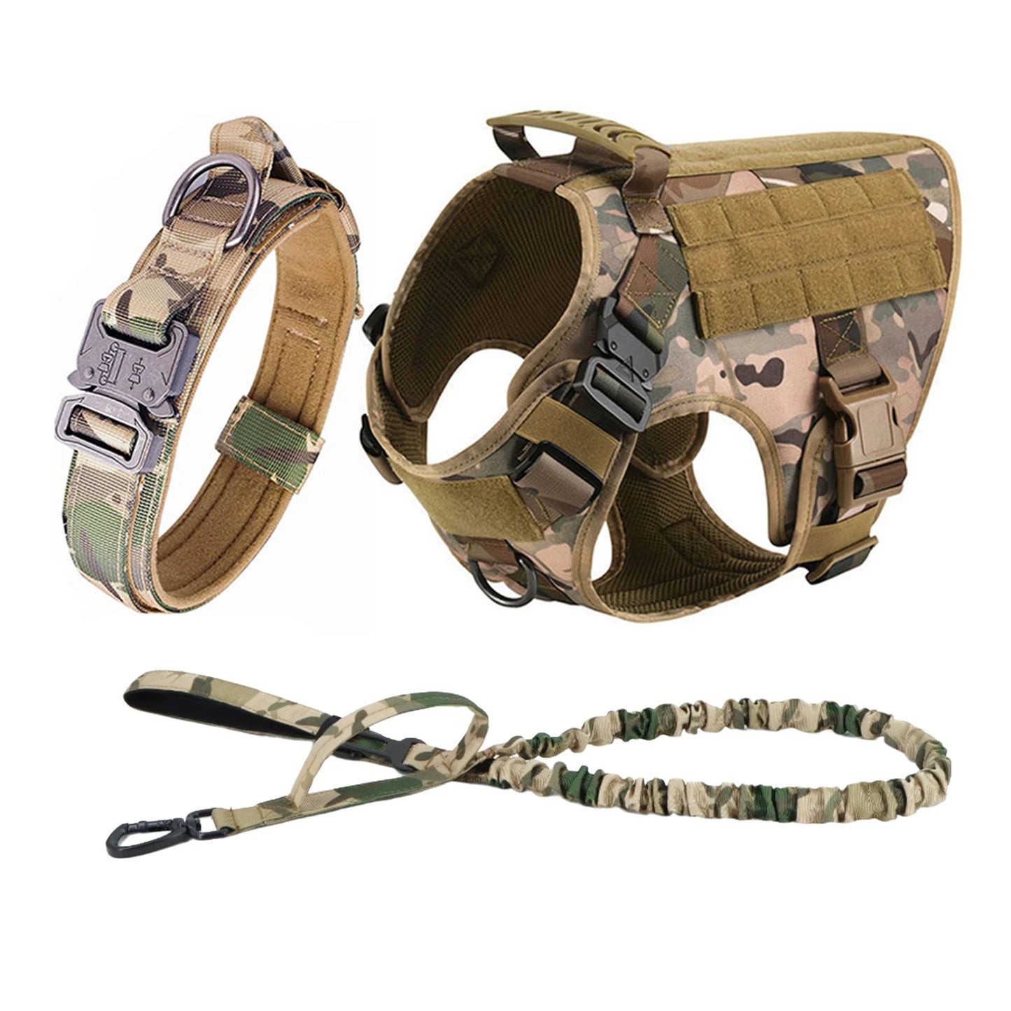 Padded Tactical Dog Harness With Quick Release Molle Pockets