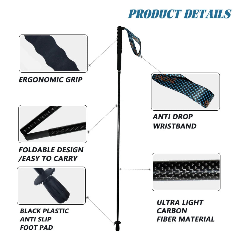 OKHEALING T800 Carbon Fiber Telescopic Hiking Trekking Pole