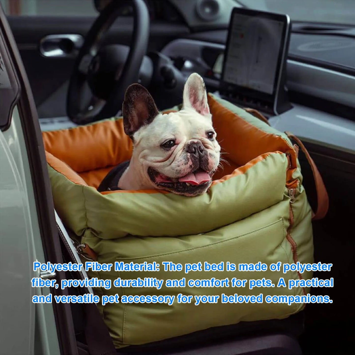 Portable Pet Car Seat With Harness Washable Travel Bed Pets