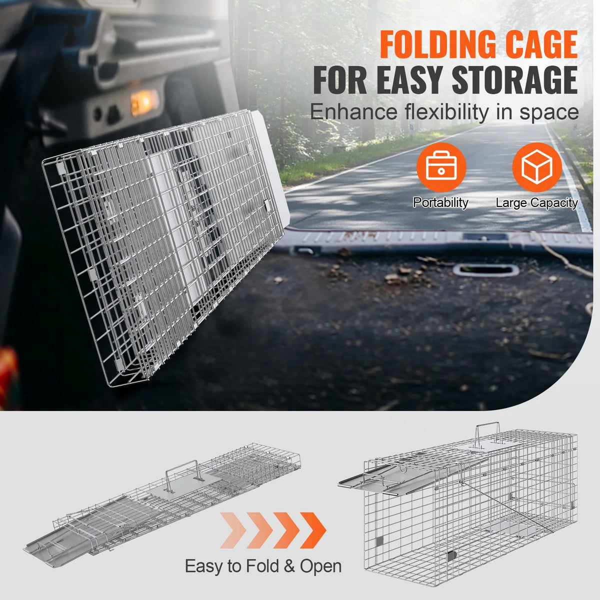 SucceBuy Galvanized Iron Humane Live Animal Cage Trap
