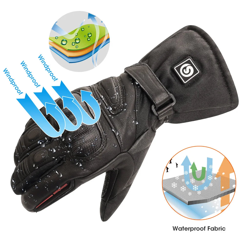 Snow Deer Heated Winter Gloves For Motorcycle Riding Touchscreen