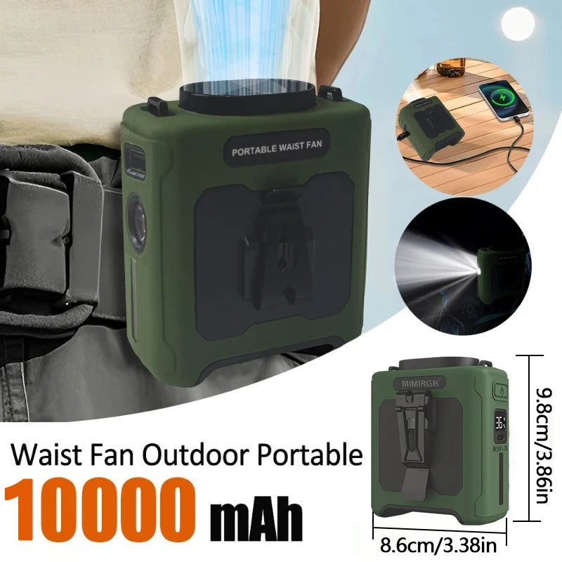Neck Fan With Waist Clip And Integrated Flashlight Power Bank