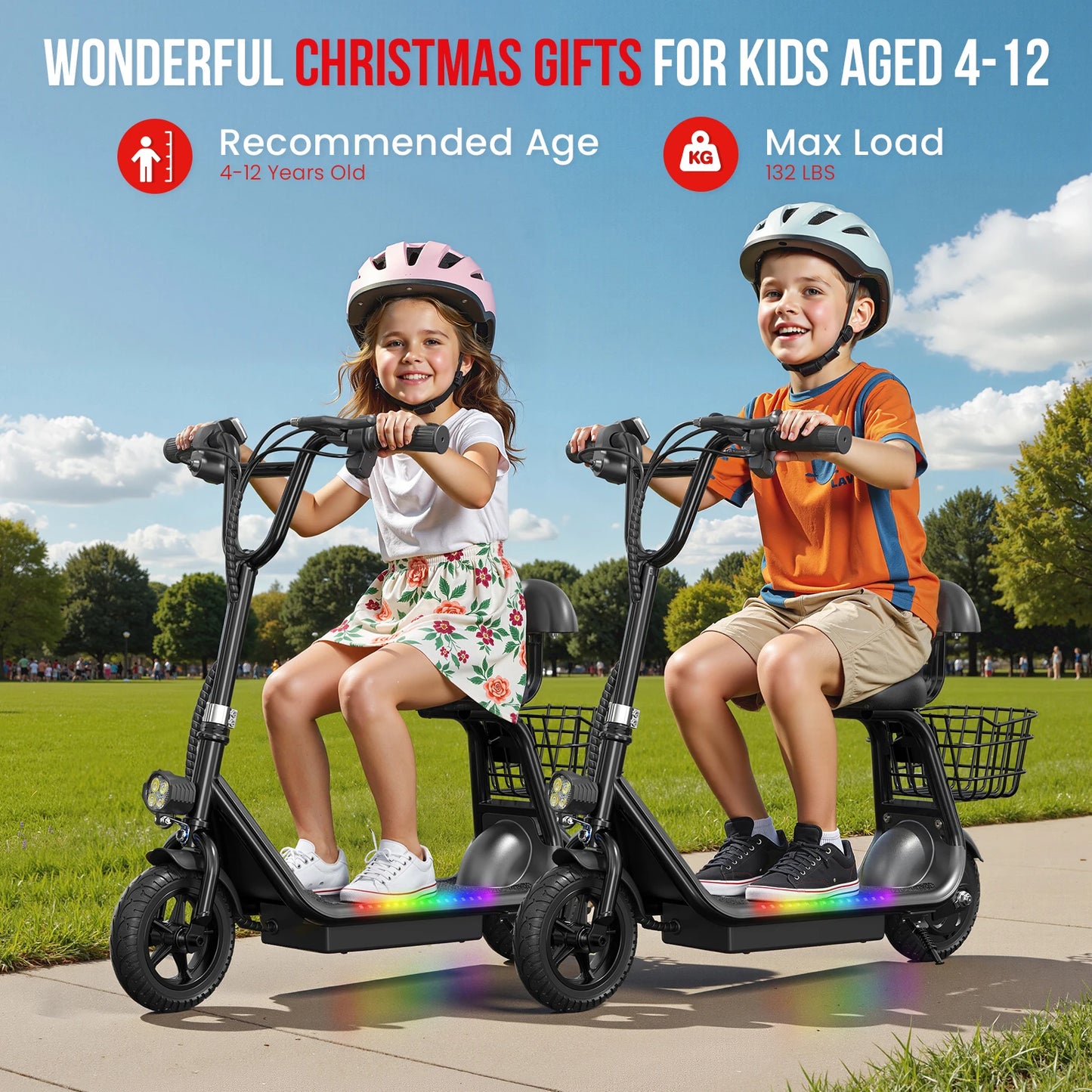 Eilleo Spacewalk Foldable Kids Electric Scooter With Bluetooth Speaker