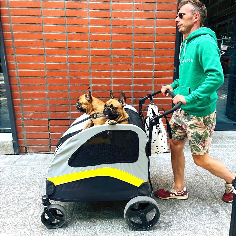 Universal Foldable Dog Stroller And Breathable Metal Pet Cart