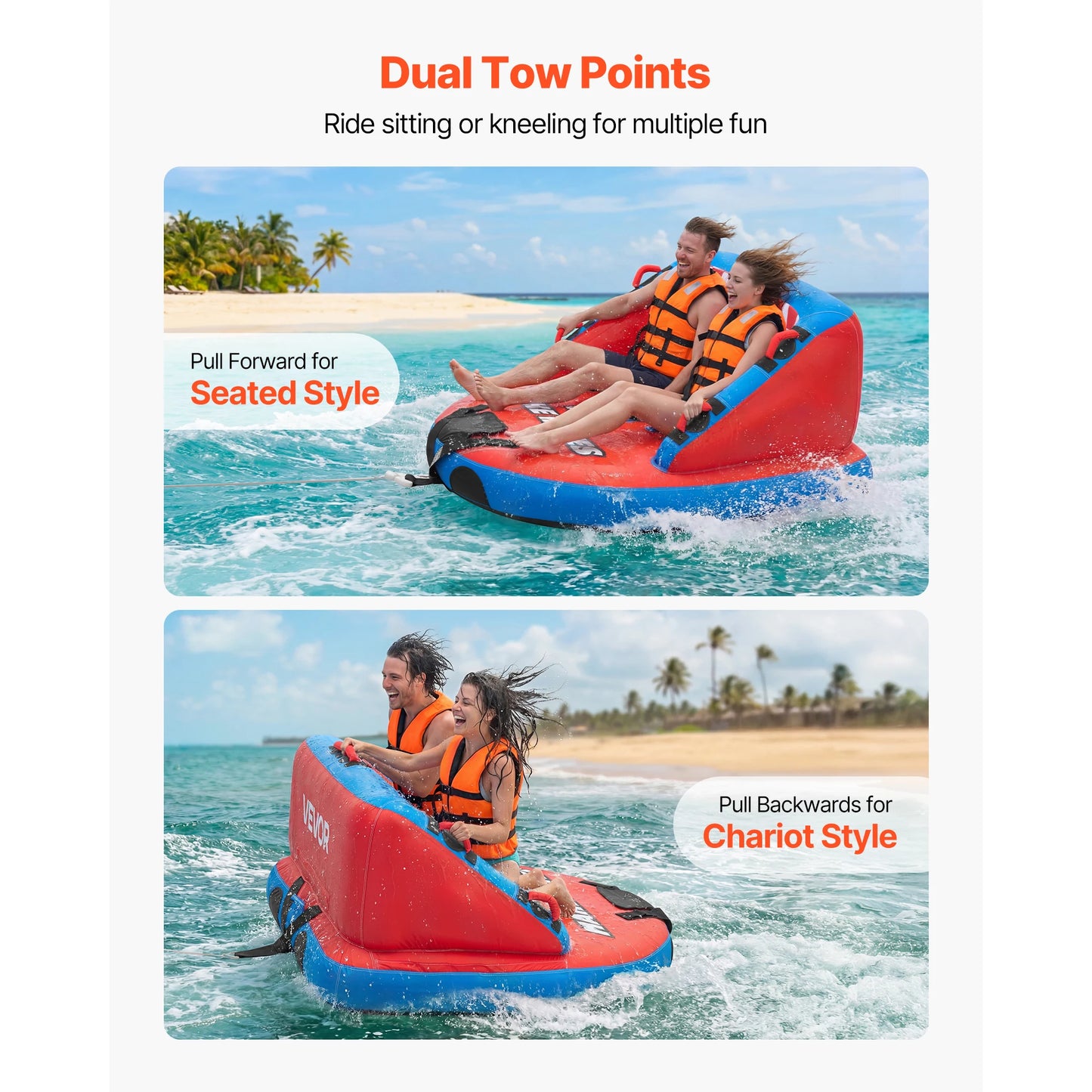 SucceBuy Towable Water Sports Tube Featuring Dual Tow Points