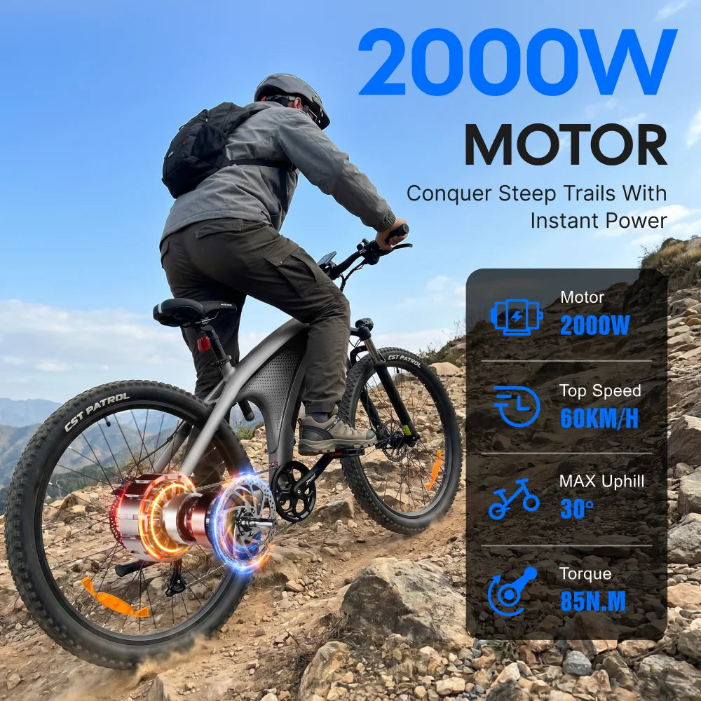 Huanci Electric Mountain Bike With Torque Sensor And Removable Battery