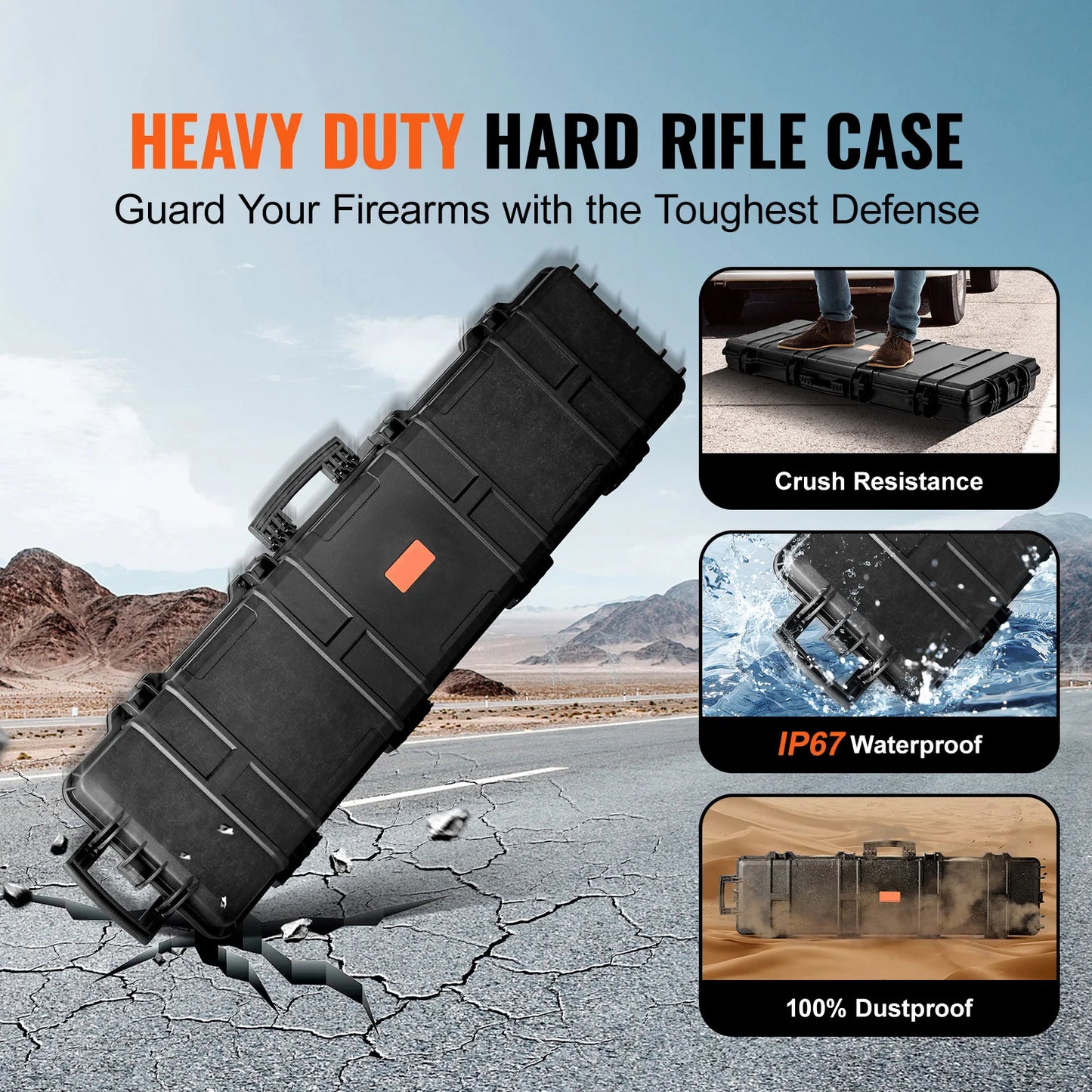 SucceBuy Hard Rifle Case Portable Shockproof Gun Storage Travel Suitcase