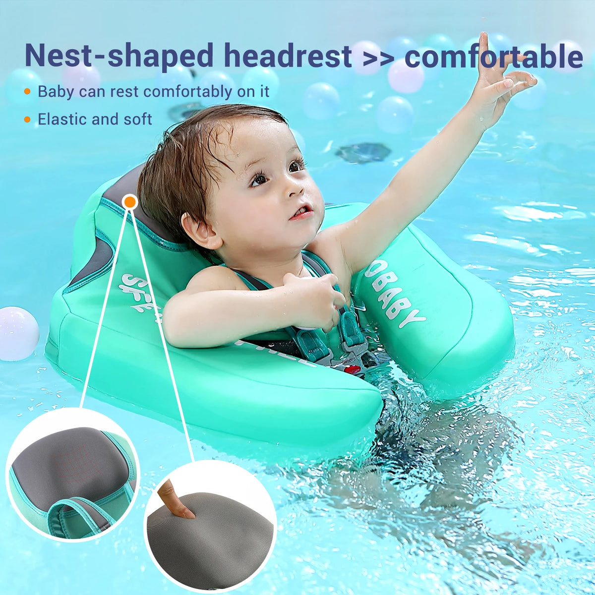 Mambobaby Inflatable Free Baby Float With Sun Canopy And Strap