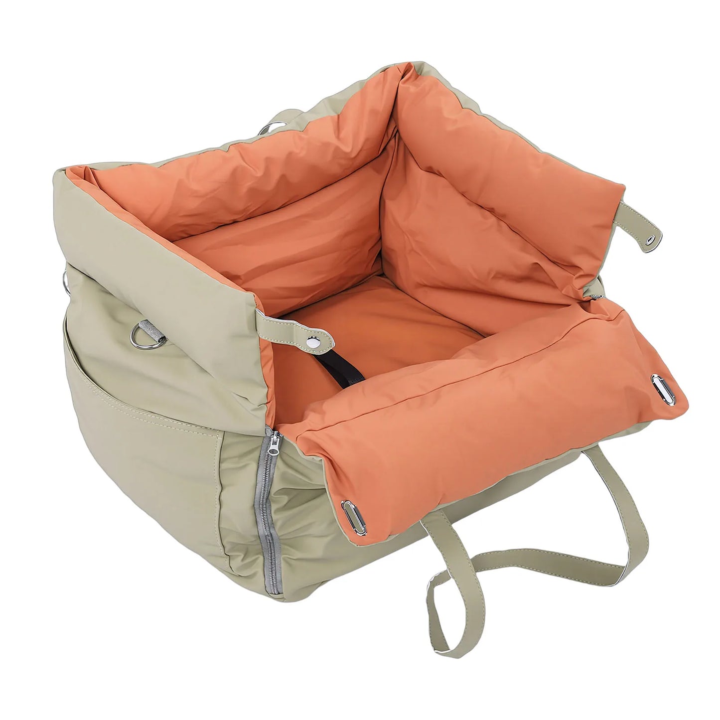 Portable Pet Car Seat With Harness Washable Travel Bed Pets
