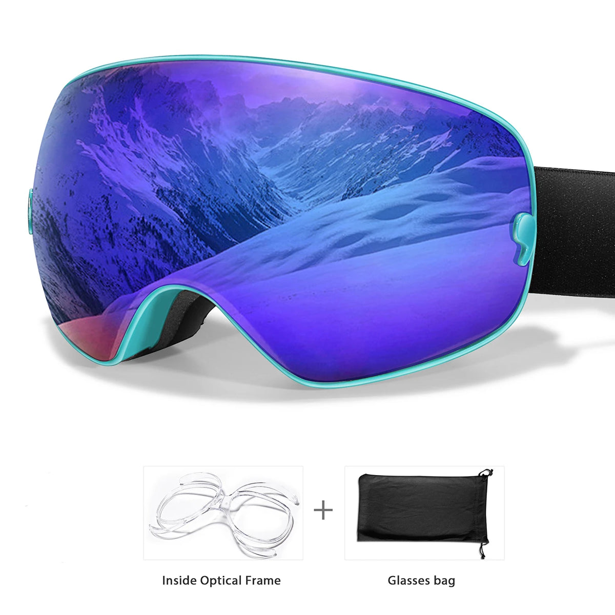 UV400 Antifog Ski Goggles Polycarbonate Lens For Outdoor Sports