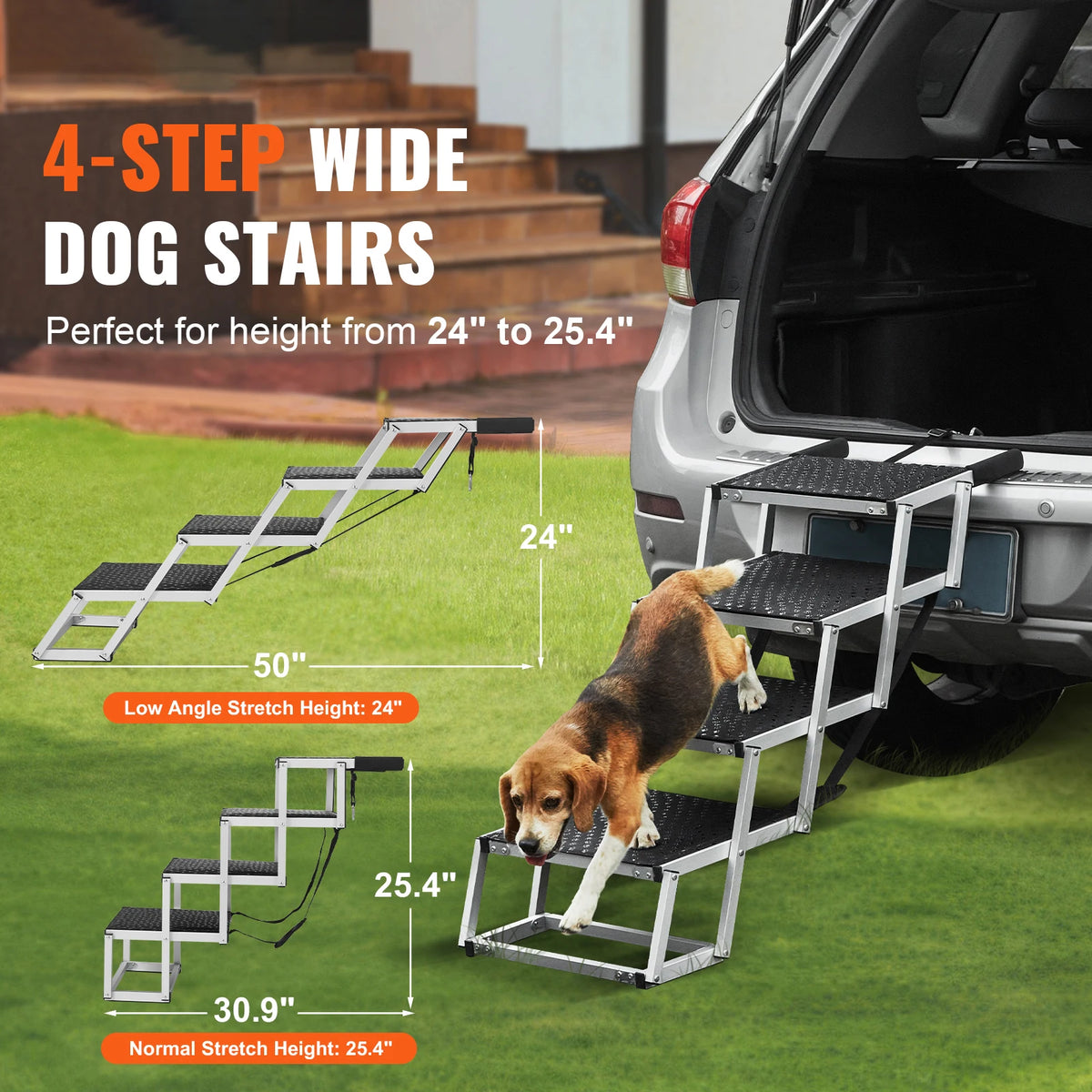 SucceBuy Portable Folding Dog Car Stairs Lightweight Aluminum Steps