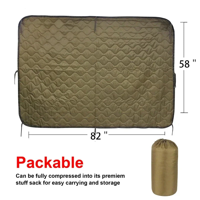 Tactical Camouflage Quilted Water Repellent Blanket For Camping Hunting