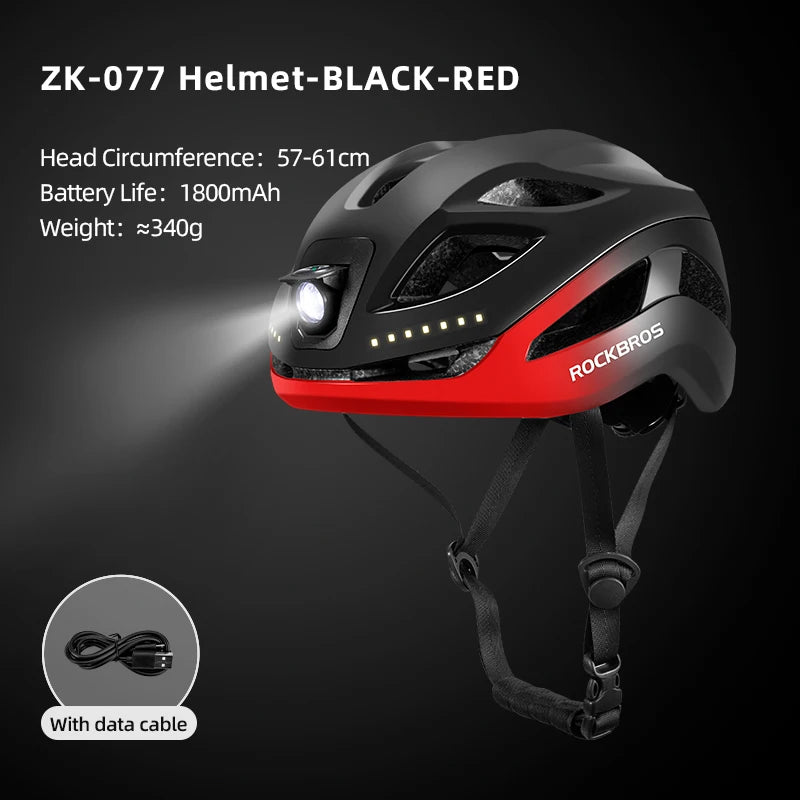 ROCKBROS LED Cycling Helmet With Front Light Type C Charging