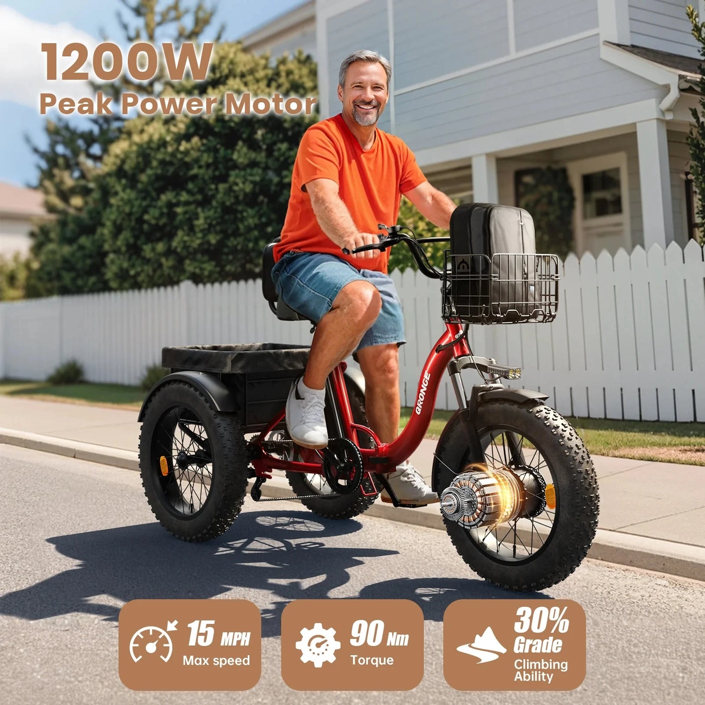 Qronge Adult Electric Tricycle With Extended Range And Power