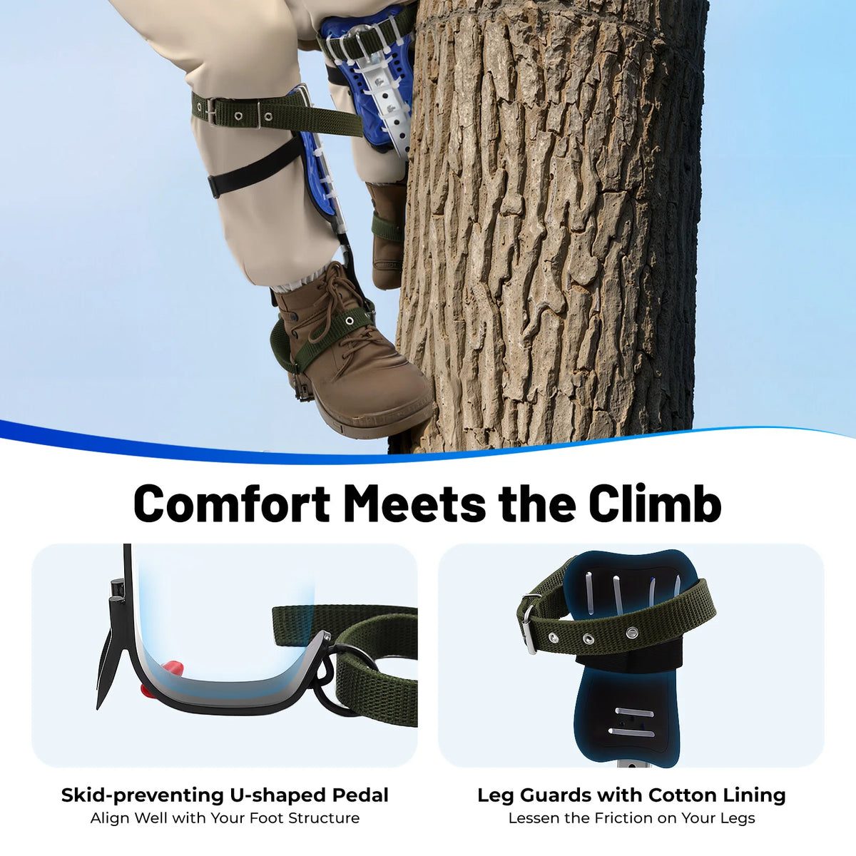 Professional Adjustable Tree Climbing Spikes With Safety Belt