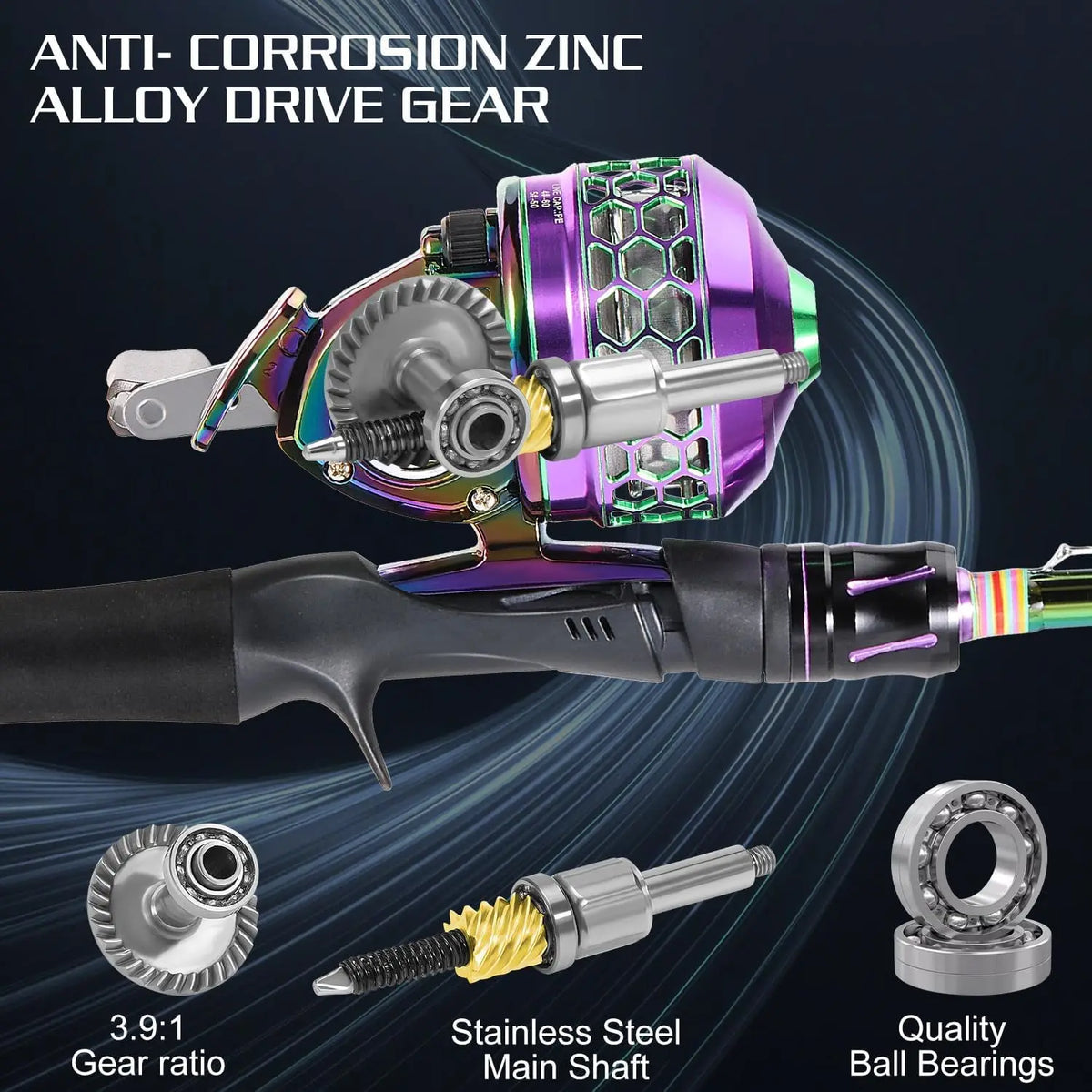 Lightweight Two Piece Spincast Fishing Rod And Reel Combo For Anglers