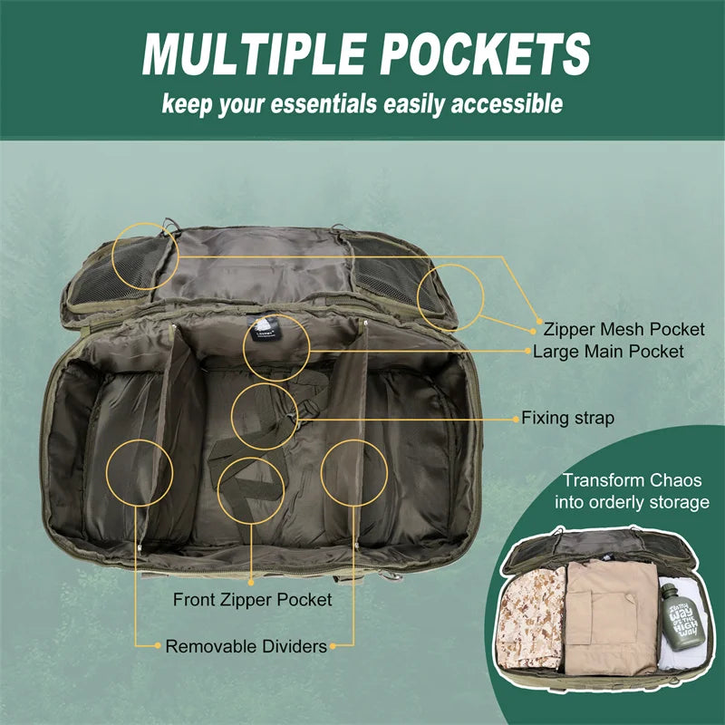 LQARMY Tactical Backpack With Molle Pockets For Travel Hiking