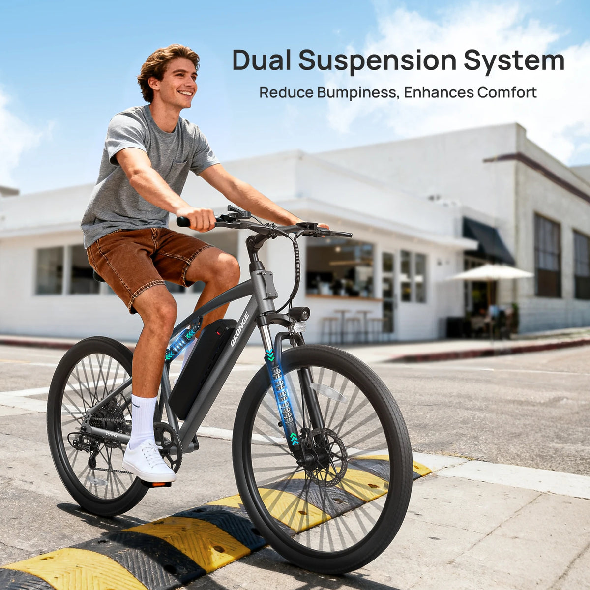 QRONGE Zephyr Full Suspension Electric Bike 1000W Motor