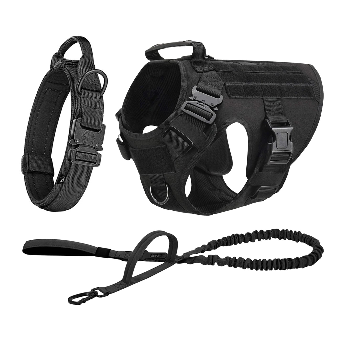 Padded Tactical Dog Harness With Quick Release Molle Pockets