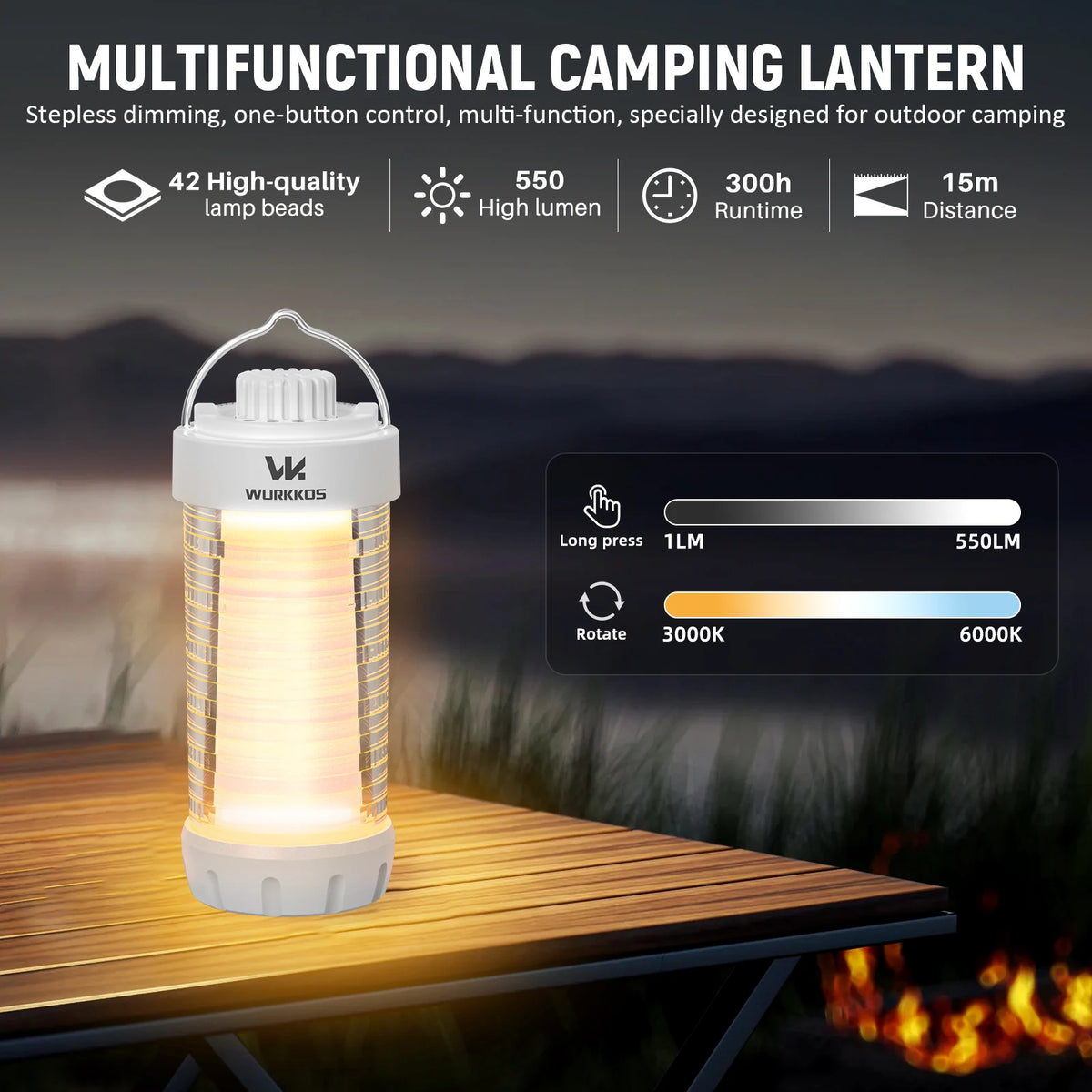 Wurkkos CL01 Rechargeable LED Camping Lantern With Magnetic Base