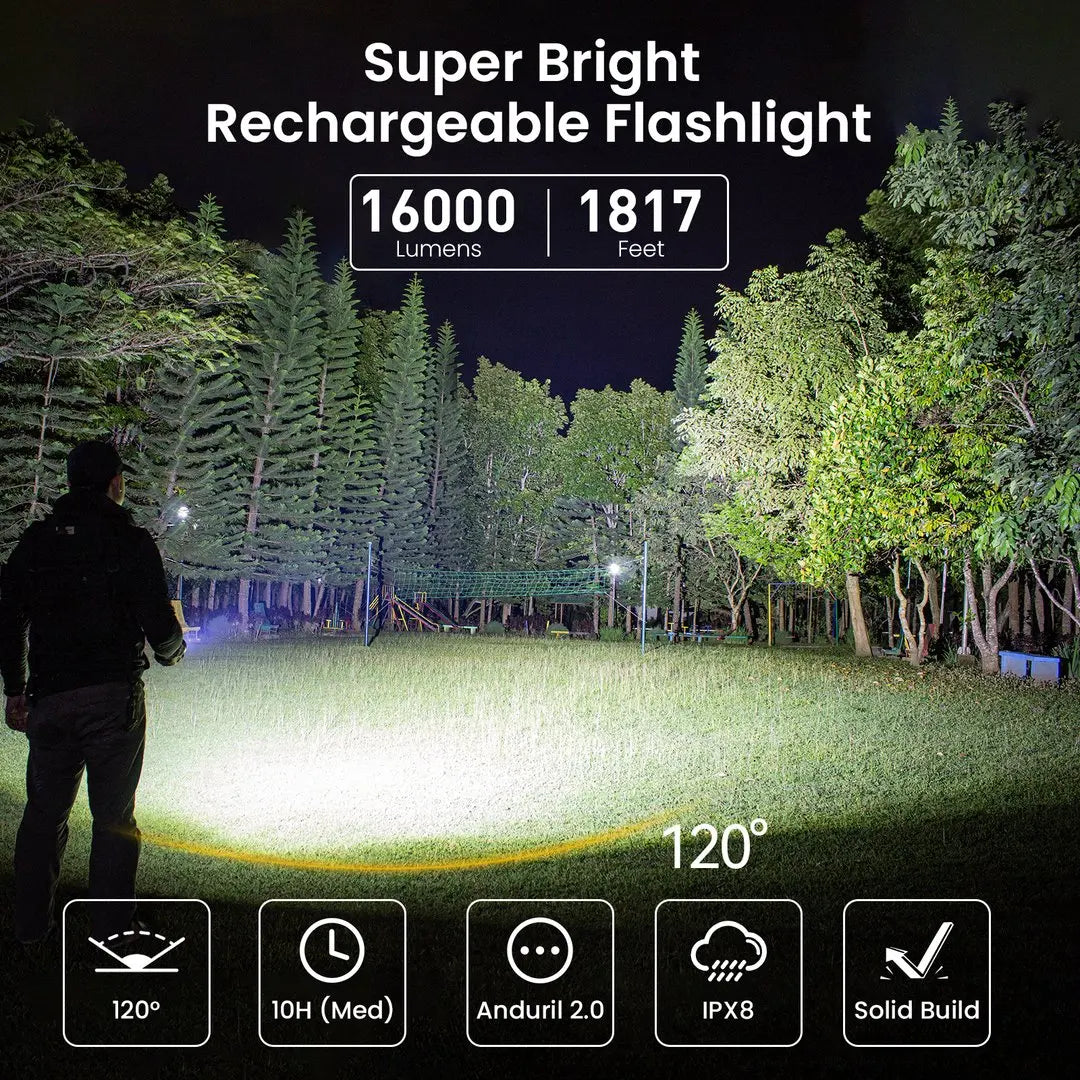 Sofirn Q8 Plus Led Flashlight 16000 Lumens Rechargeable Tactical Torch